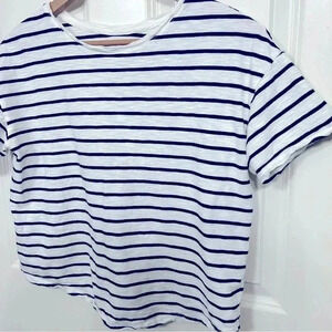 EUC barely worn White and black stripe easy tee, size M. Cotton/Modal bl…
